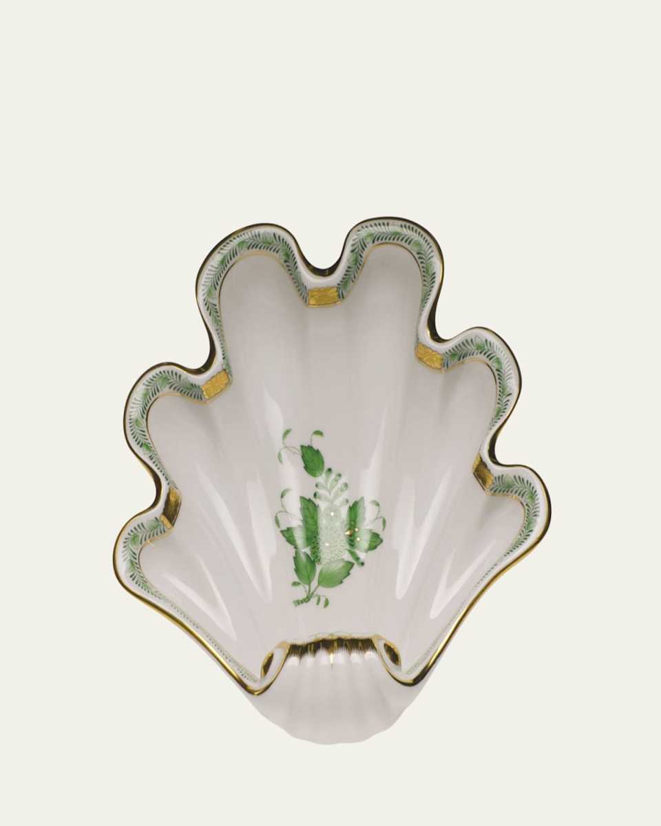 Chinese Bouquet Green Large Shell Dish